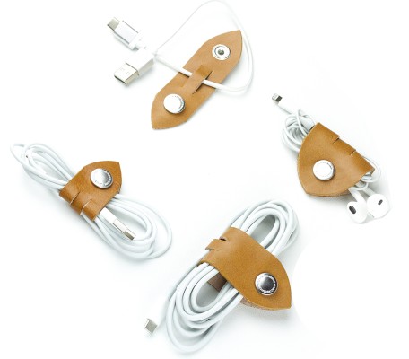 Kabel Organizer Set - Kabelbinder 4-teilig PREMIUM LEDER VINTAGE cuoiobraun