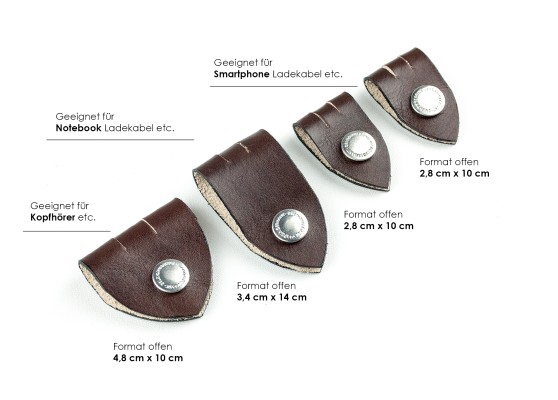 Kabel Organizer Set - Kabelbinder 4-teilig PREMIUM LEDER VINTAGE marronebraun