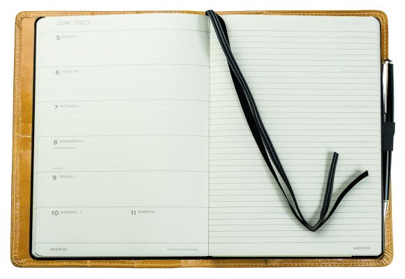 Kalenderbuch DIN A5 für das Jahr 2025 + 2026 PREMIUM LEDER VINTAGE cuoiobraun