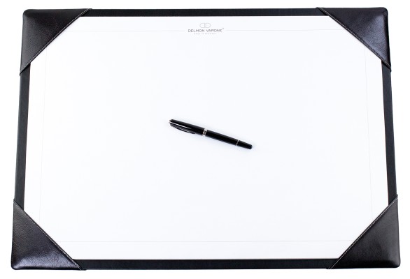 Schreibunterlage mit 4 Ecken + Papierblock PREMIUM LEDER VINTAGE schwarz
