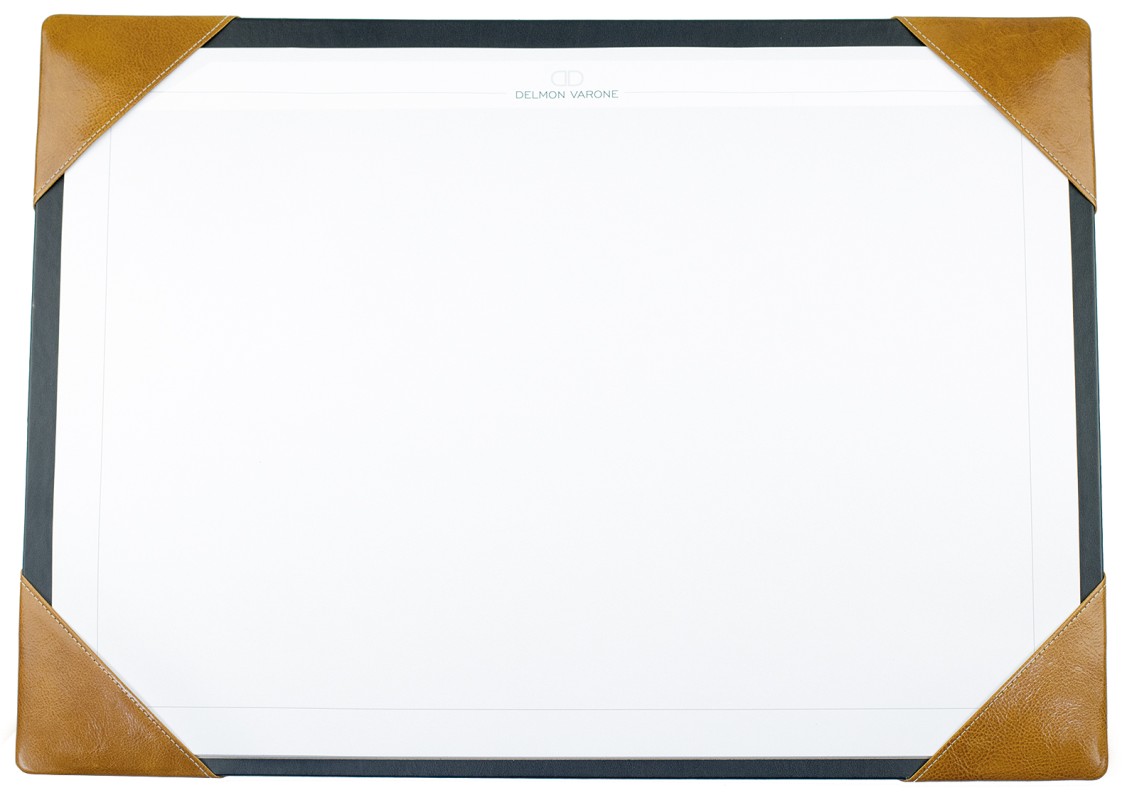 Schreibunterlage mit 4 Ecken + Papierblock PREMIUM LEDER VINTAGE cuoiobraun