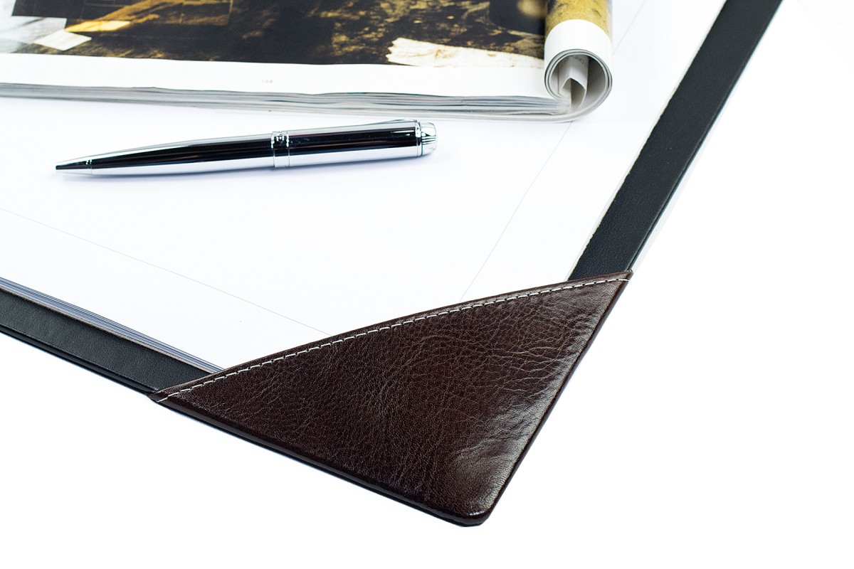 Schreibunterlage mit 4 Ecken + Papierblock PREMIUM LEDER VINTAGE marronebraun