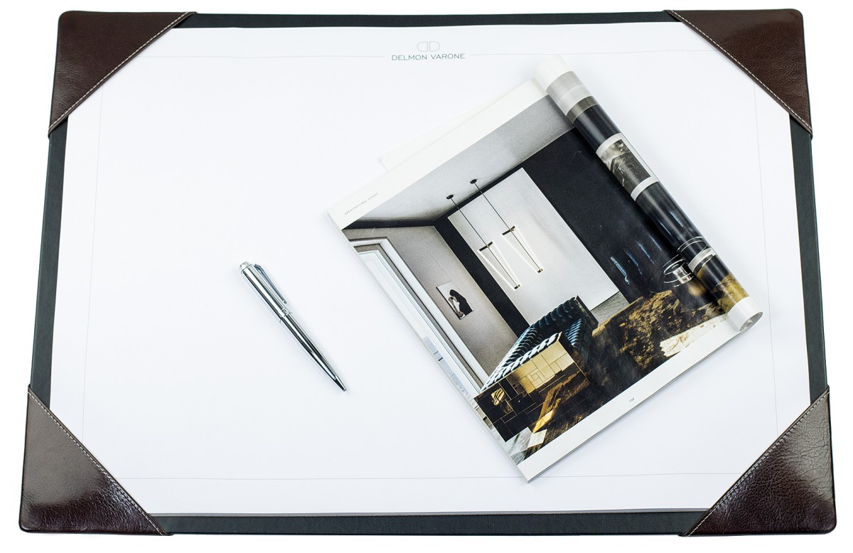 Schreibunterlage mit 4 Ecken + Papierblock PREMIUM LEDER VINTAGE marronebraun