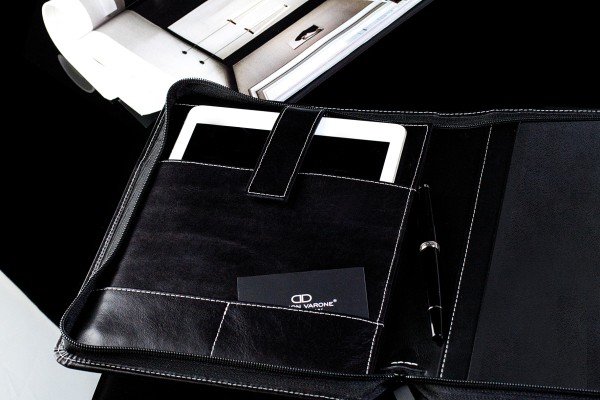 RV-Notizbuch mit Tablet Computer Fach PREMIUM LEDER VINTAGE schwarz