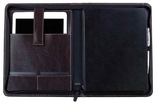 RV-Notizbuch mit Tablet Computer Fach PREMIUM LEDER VINTAGE marronebraun