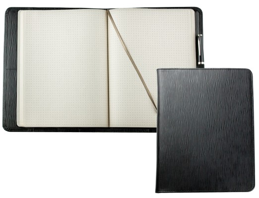 Notizbuch cirka DIN B5 PREMIUM LEDER MANHATTAN schwarz mit Paglia Narbung