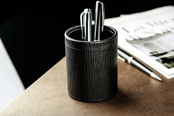Schreibtisch Set "OXFORD" 8-teilig PREMIUM LEDER PAGLIA schwarz
