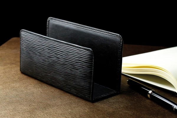 Briefständer PREMIUM LEDER Manhattan schwarz mit PAGLIA Narbung