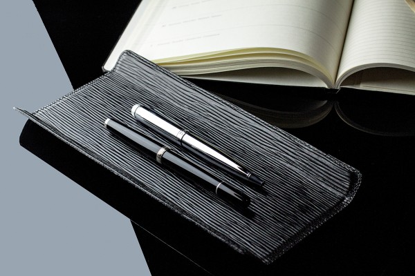 Federschale PREMIUM LEDER MANHATTAN schwarz mit Paglia Narbung