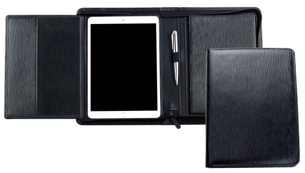 RV-Schreibmappe DIN A5 mit herausnehmbarem Tablethalter PREMIUM LEDER PAGLIA schwarz