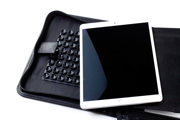 Media Tablet Schreibmappe DIN A5 PREMIUM LEDER MANHATTAN schwarz mit Paglia Narbung