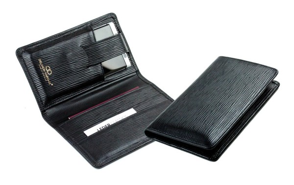 Reisebrieftasche PREMIUM LEDER MANHATTAN schwarz mit Paglia Narbung