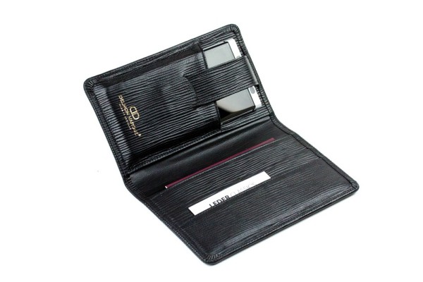 Reisebrieftasche PREMIUM LEDER MANHATTAN schwarz mit Paglia Narbung