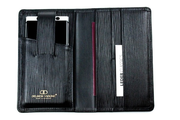 Reisebrieftasche PREMIUM LEDER MANHATTAN schwarz mit Paglia Narbung