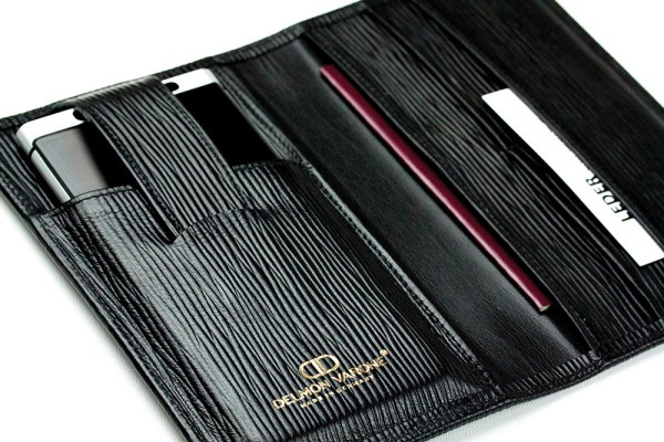 Reisebrieftasche PREMIUM LEDER MANHATTAN schwarz mit Paglia Narbung
