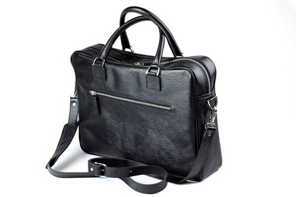 Akten- & Notebooktasche mit Schultergurt PREMIUM LEDER MANHATTAN schwarz mit Paglia Narbung