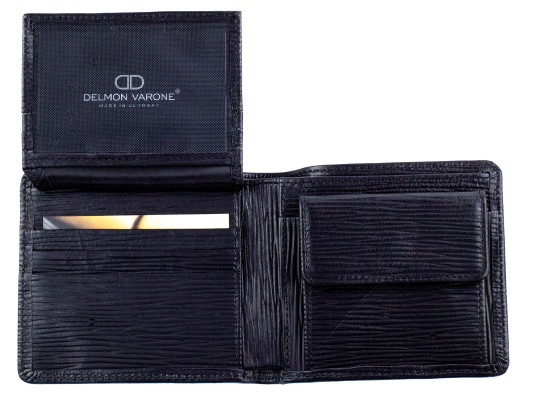 Herrenbörse mit Münz-u. Scheinfach PREMIUM LEDER MANHATTAN schwarz - RFID Protected