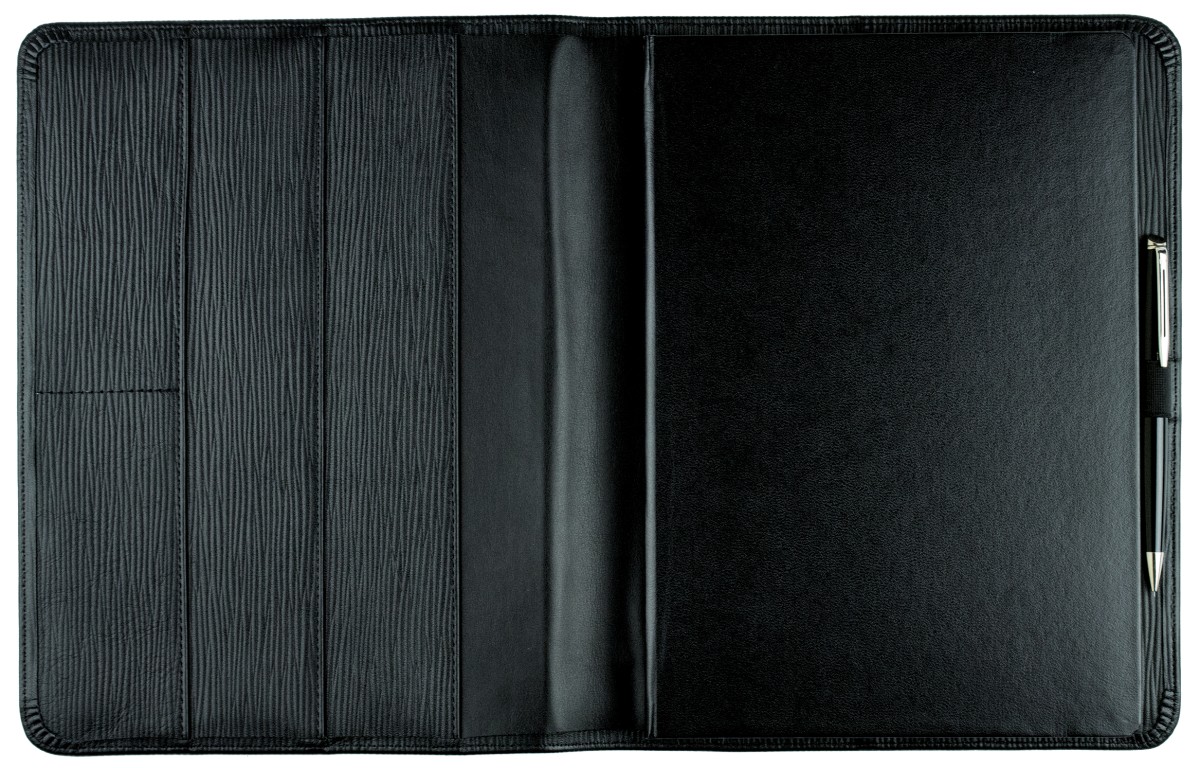 Kalenderbuch DIN B5 für das Jahr 2027 PREMIUM LEDER MANHATTAN schwarz mit Paglia Narbung