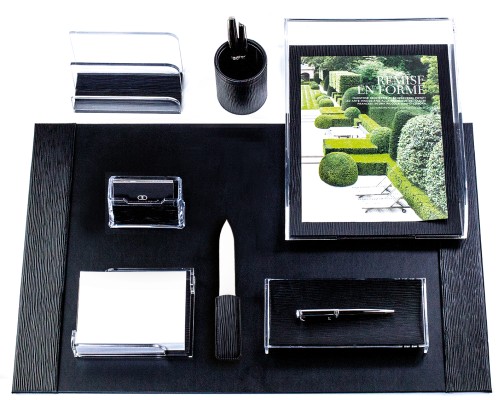 Schreibtisch Set "OXFORD" 8-teilig PREMIUM LEDER PAGLIA schwarz