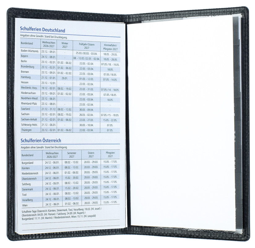 Leporello Faltkalender deutsch 2027 PREMIUM LEDER MANHATTAN Paglia schwarz