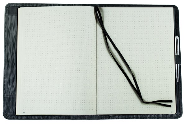 Notizbuch DIN A4+ (auswechselbar) PREMIUM LEDER MANHATTAN Paglia schwarz (genarbt)