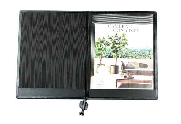 Dokumenten / Urkundemappe DIN A4 CAMBRIDGE Top Grain Rindspaltleder mit heller Kontrastnaht schwarz