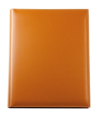 Ordner Ringbuch DIN A4 CAMBRIDGE Top Grain Rindspaltleder mit heller Kontrastnaht hellbraun