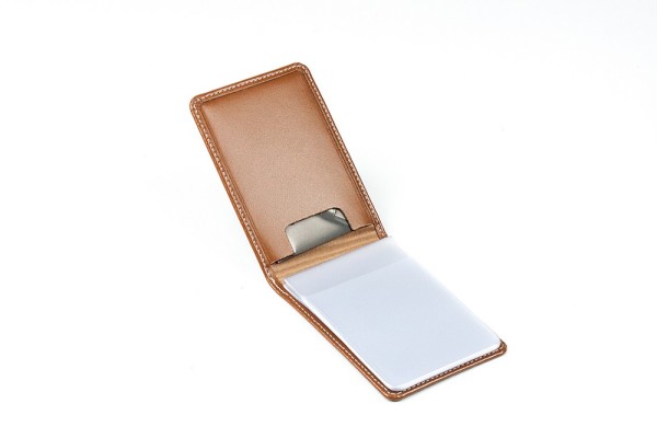 Kartenetui mit 24 Klarsichthüllen CAMBRIDGE Top Grain Rindspaltleder hellbraun - RFID Protected