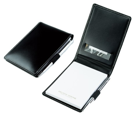 Taschen Notizblocketui DIN A7, incl. Ersatzblock + Minikugelschreiber CAMBRIDGE Top Grain Leder schwarz