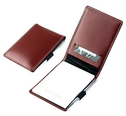 Taschen Notizblocketui DIN A7, incl. Ersatzblock + Minikugelschreiber CAMBRIDGE Top Grain Leder rot