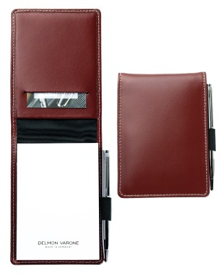 Taschen Notizblocketui DIN A7, incl. Ersatzblock + Minikugelschreiber CAMBRIDGE Top Grain Leder rot