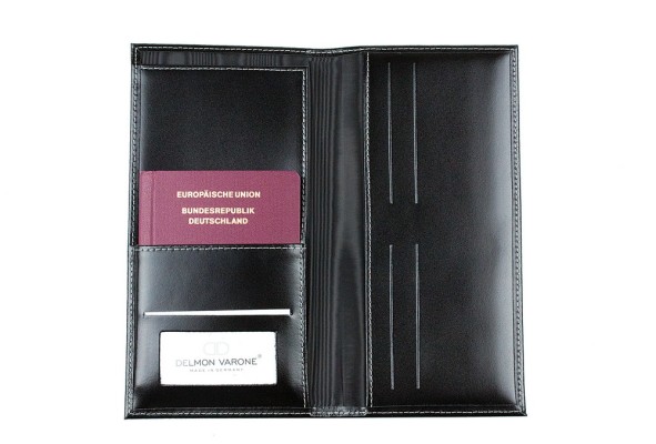 Reisebrieftasche CAMBRIDGE Top Grain Rindspaltleder schwarz - RFID Protected
