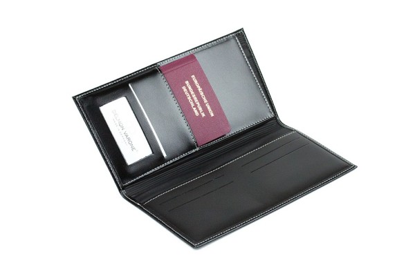 Reisebrieftasche CAMBRIDGE Top Grain Rindspaltleder schwarz - RFID Protected