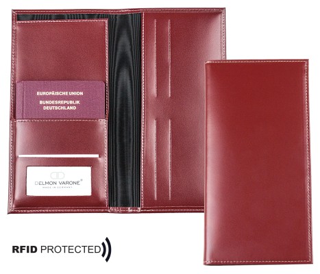 Reisebrieftasche CAMBRIDGE Top Grain Rindspaltleder rot - RFID Protected