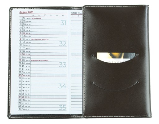 Taschenkalender 3-teilig für 2025 + 2026 - Cambridge Top Grain Leder dunkelbraun