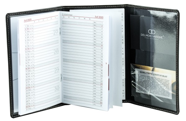 Taschenkalender 3-teilig für 2025 + 2026 - Cambridge Top Grain Leder dunkelbraun