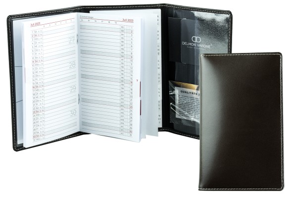 Taschenkalender 3-teilig für 2025 + 2026 - Cambridge Top Grain Leder dunkelbraun