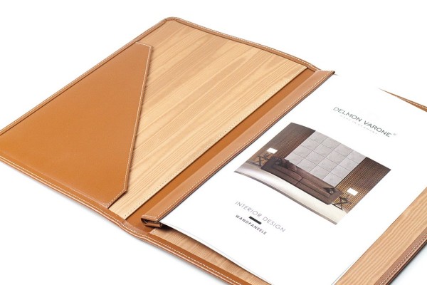 Magnetleisten Dokumentenmappe DIN A4 CAMBRIDGE Top Grain Rindspaltleder mit heller Kontrastnaht hellbraun