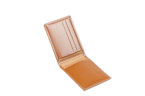 Kartenetui mit 6 Kartenfächer CAMBRIDGE Top Grain Rindspaltleder hellbraun - RFID Protected
