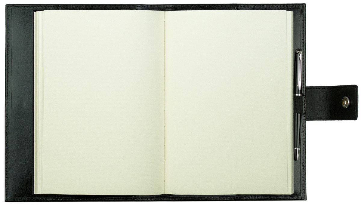 Notizbuch DIN A5 mit Druckknopf | Echtleder | CAMBRIDGE schwarz