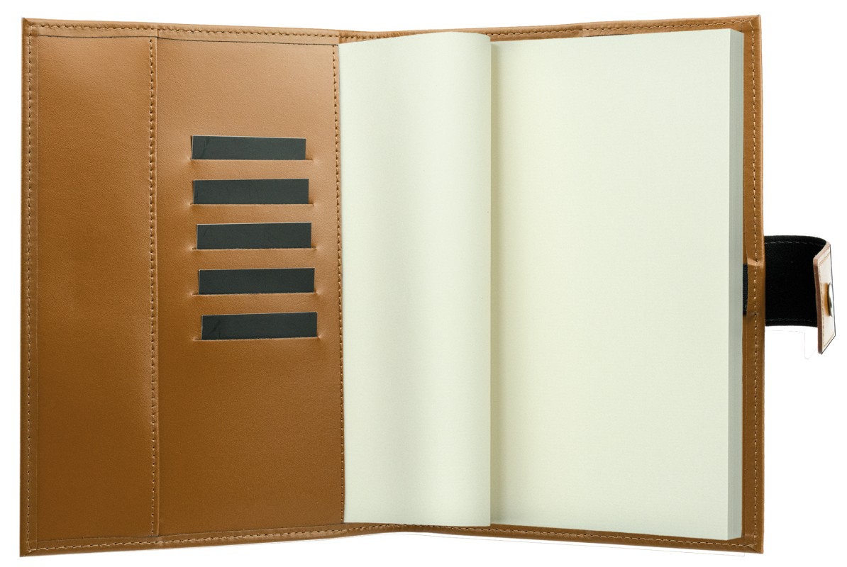 Notizbuch DIN A5 mit Druckknopf | Echtleder | CAMBRIDGE hellbraun