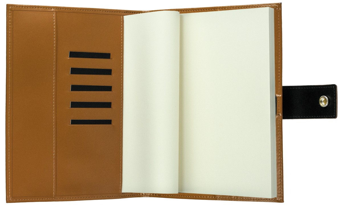 Notizbuch DIN A5 mit Druckknopf | Echtleder | CAMBRIDGE hellbraun