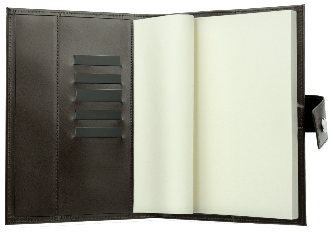Notizbuch DIN A5 mit Druckknopf | Echtleder | CAMBRIDGE dunkelbraun