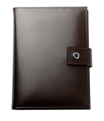 Notizbuch DIN A5 (auswechselbar) mit Verschlusslasche, CAMBRIDGE Top Grain Leder dunkelbraun