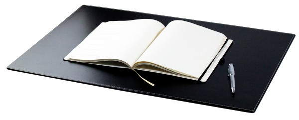 Schreibunterlage 65 x 45, CAMBRIDGE Top Grain Rindspaltleder mit heller Kontrastnaht,  schwarz
