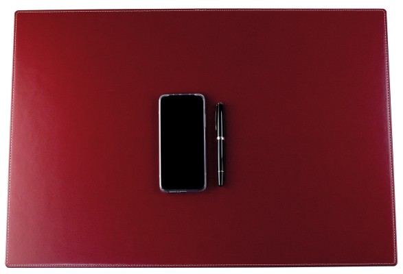 Schreibunterlage 65 x 45, CAMBRIDGE Top Grain Rindspaltleder mit heller Kontrastnaht, rot