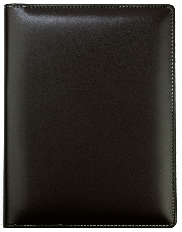 Schreibmappe DIN A5, incl. Memoblock CAMBRIDGE Top Grain Leder mit heller Kontrastnaht dunkelbraun