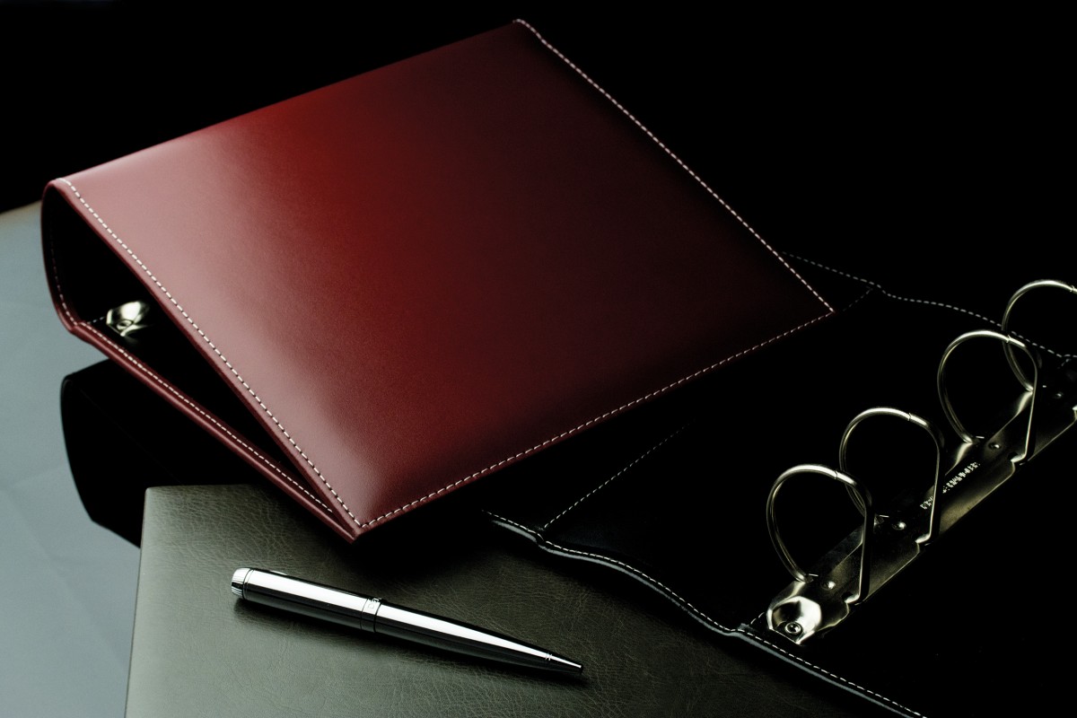 Ordner DIN A5 | Echtleder | CAMBRIDGE rot