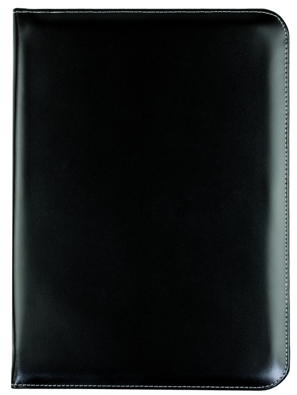 Reißverschluss Schreibmappe DIN A4, incl. Memoblock CAMBRIDGE Top Grain Rindleder schwarz