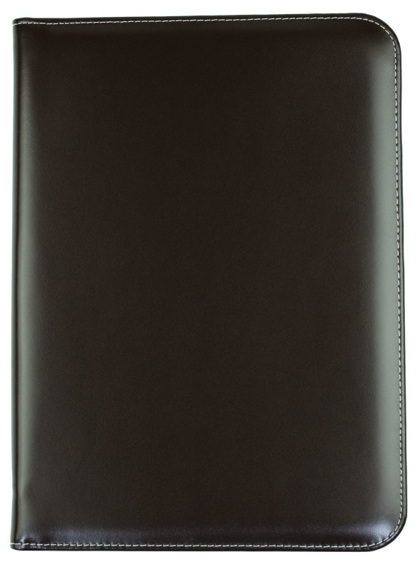 Reißverschluss Schreibmappe DIN A4, incl. Memoblock CAMBRIDGE Top Grain Rindleder dunkelbraun